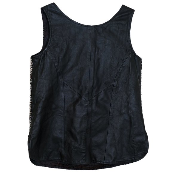 Vintage Leather High Waist Skirt and Tank with Sequins - 2 Piece Set - Size MD - Picture 7 of 16